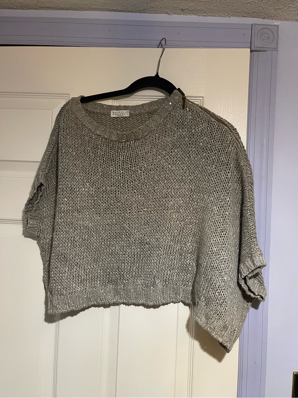 Chunky Gray Cropped Knit Sweater